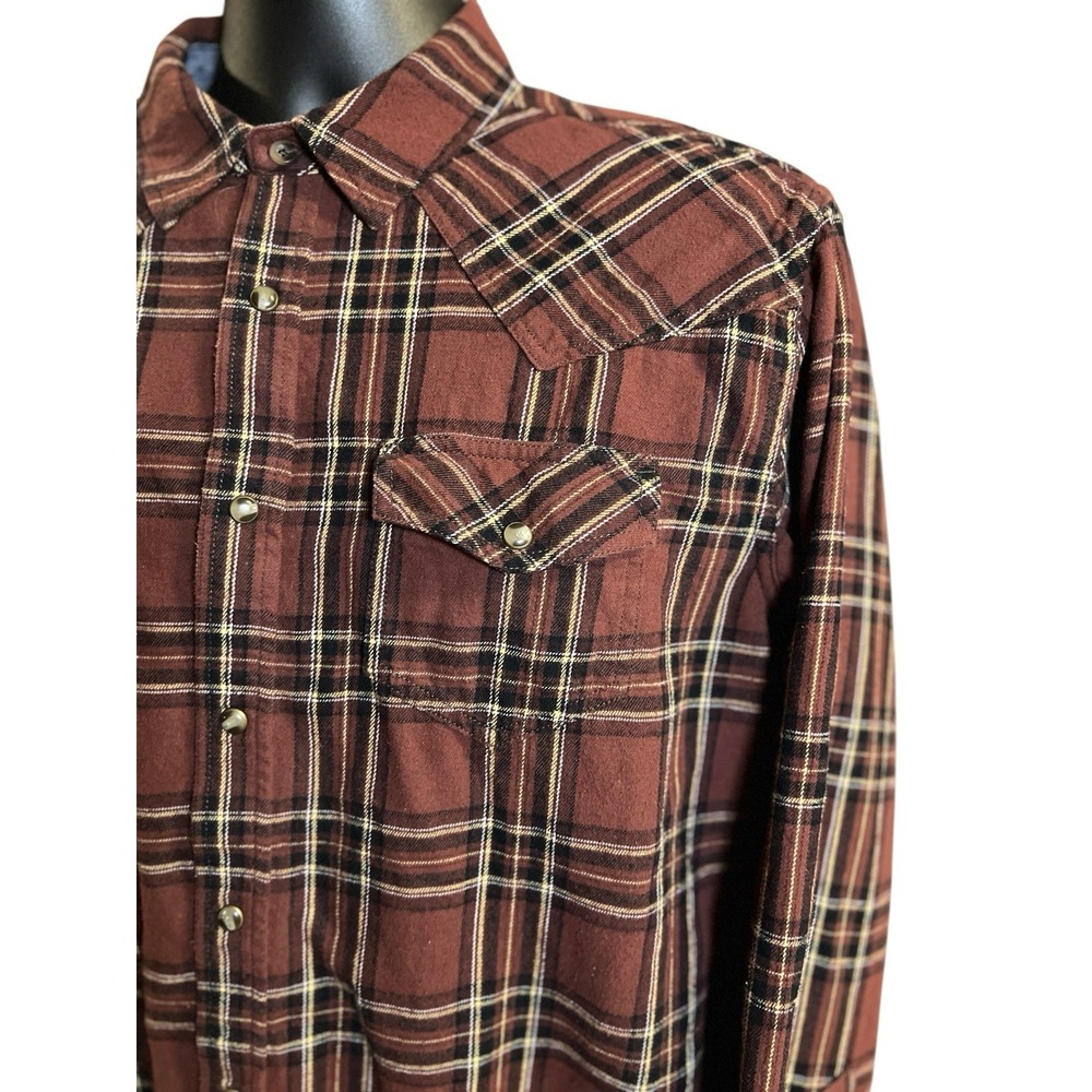 Cody James Pearl Snap Flannel Shirt Men's‎ Medium Plaid Flip Cuffs Western Rodeo - Picture 2 of 9